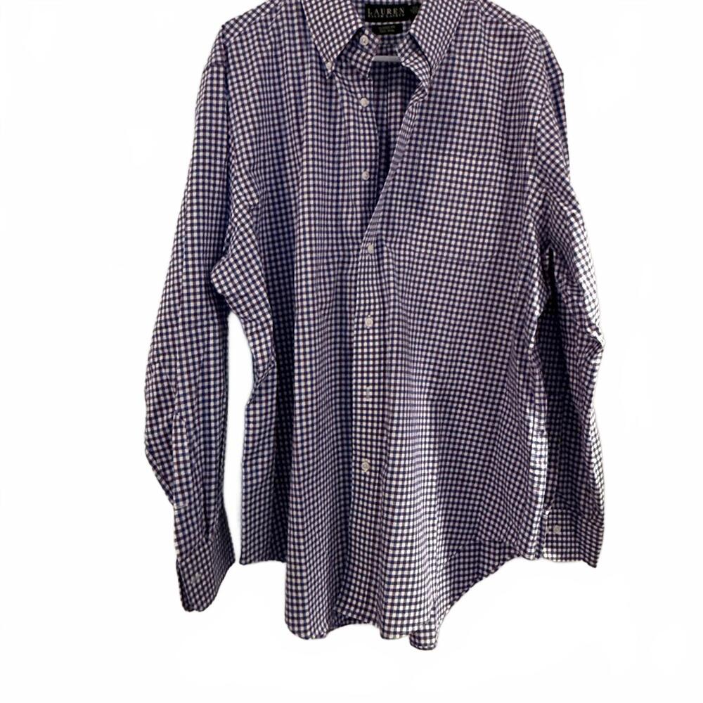 LAUREN‎ RALPH LAUREN Mns 17 34/35 Red/White/Blue checked Classic Fit Button Down